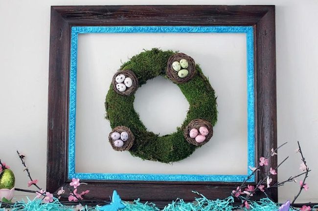 Moss Wreath With Speckled Eggs