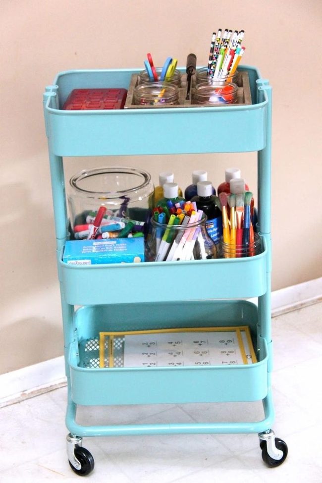 Light Blue Mobile Studio Cart