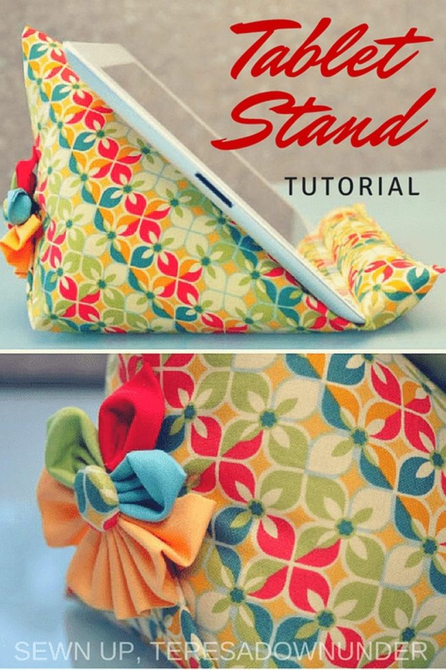 Geometric Tablet Stand With Fabric Flower