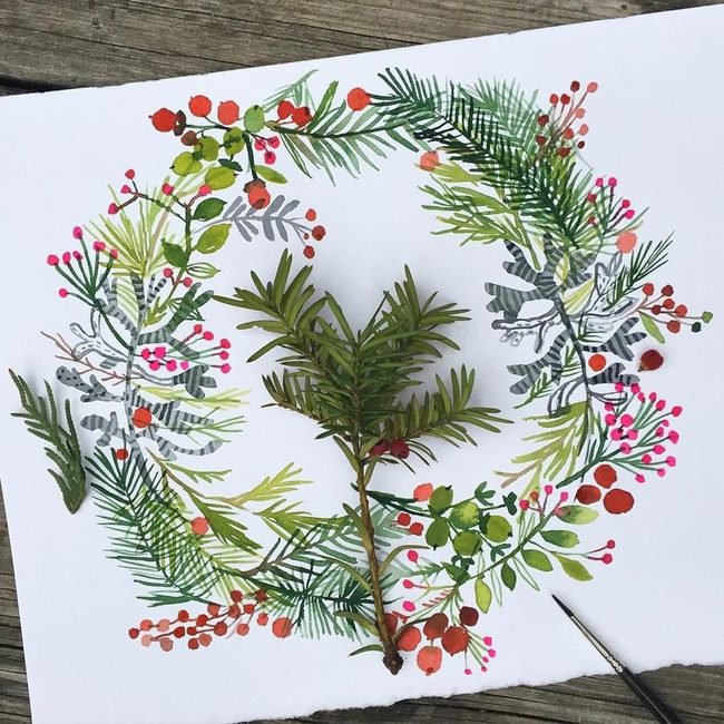 Red Berry Wreaths On White