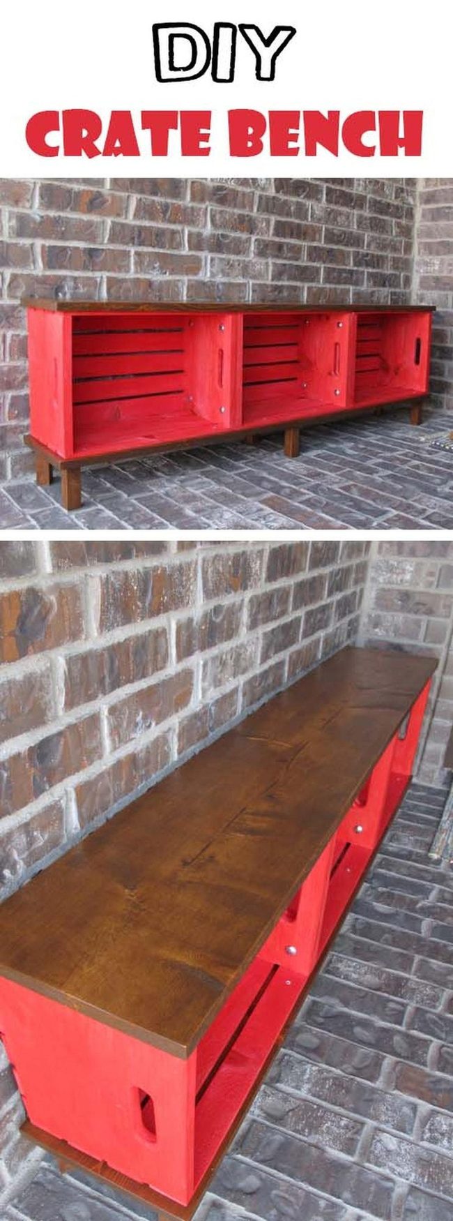Stacked Wood Crate Bench