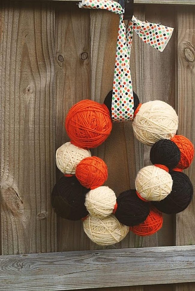 Colorful Yarn Ball Wreaths
