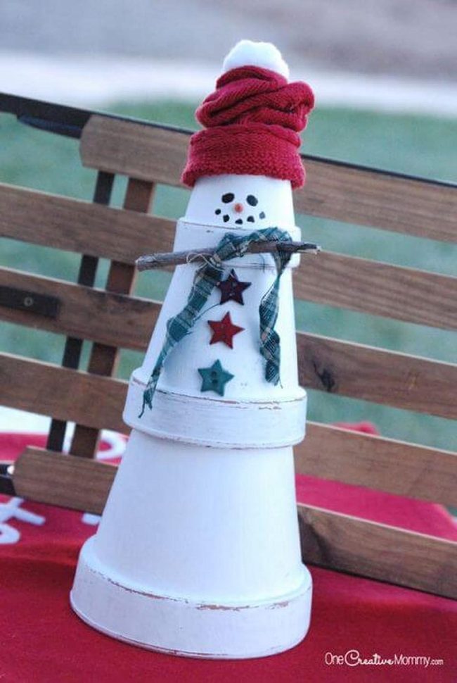 White Terracotta Snowman Stars