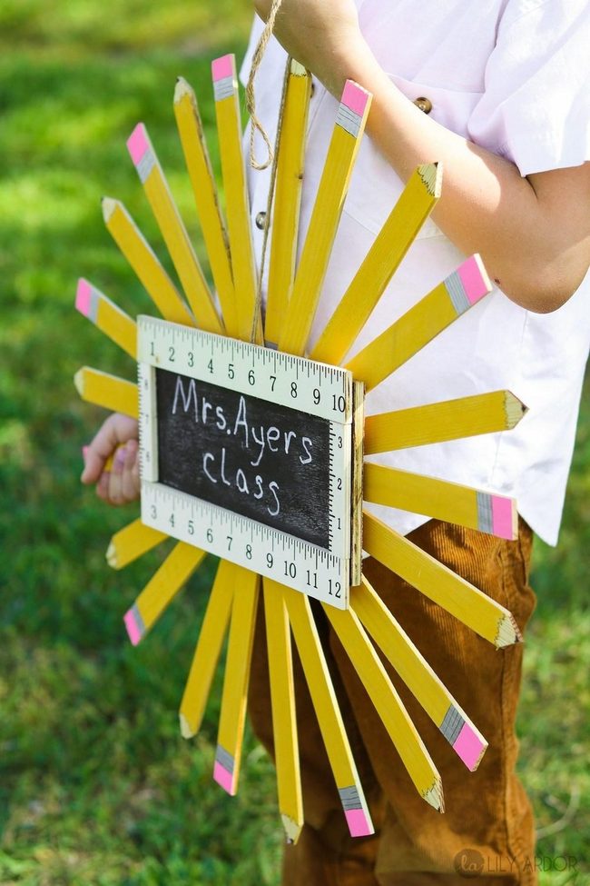 Yellow Pencils Circle Chalkboard