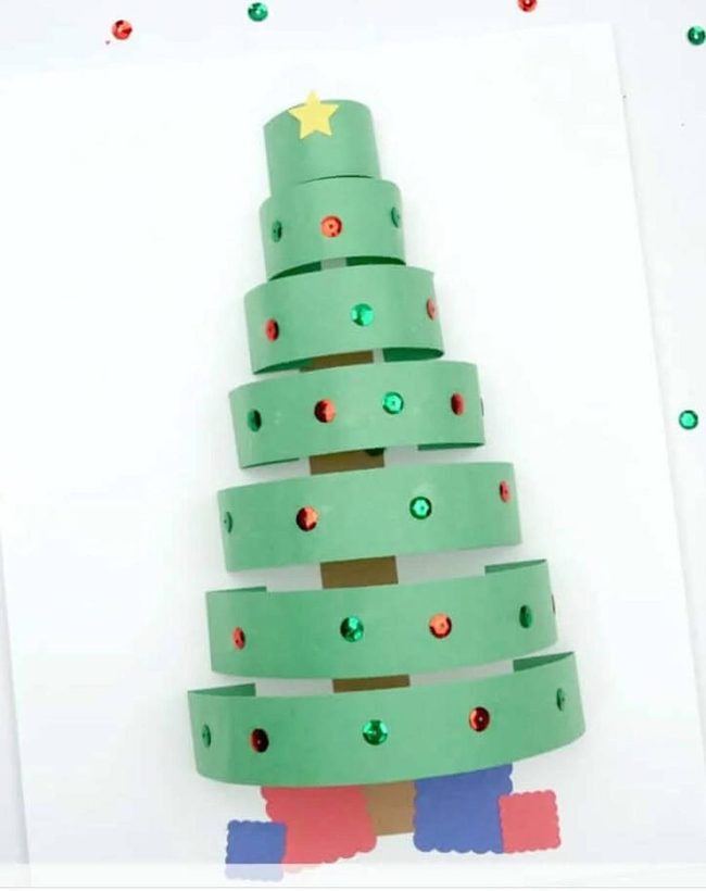 Sequin Red Christmas Tree Craft