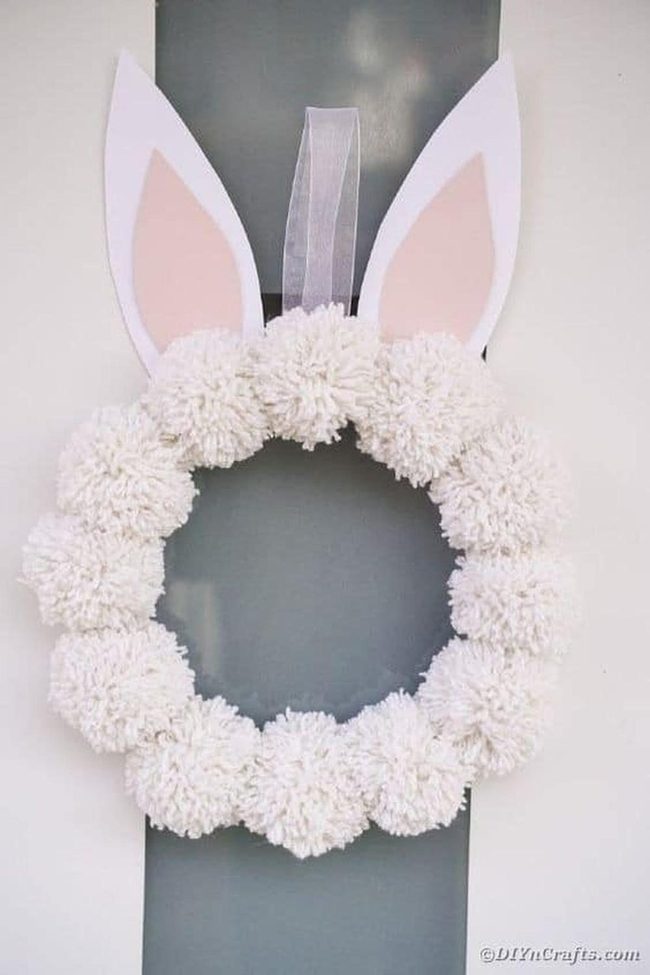 Pastel Pom-Pom Bunny Wreath