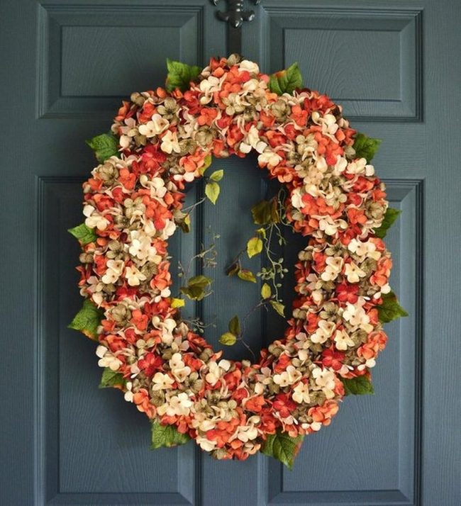 Oval Hydrangea Autumn Wreath