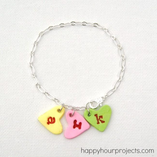 Tricolor Heart Charm Bracelet