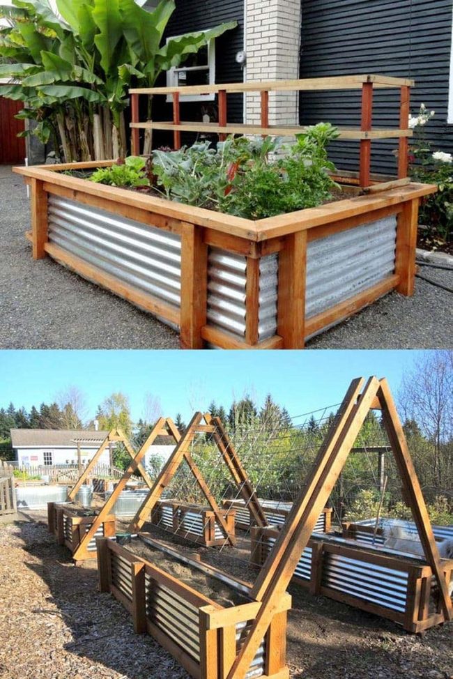 Vertical Metal Gardens With Climbing Vegetables