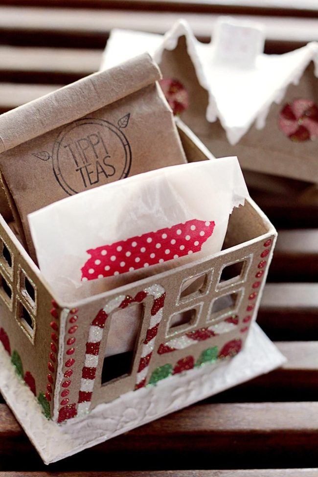 Striped Cardboard Tea Houses Red