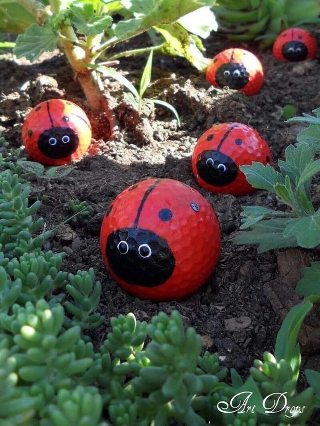 Red Ladybug Garden Balls