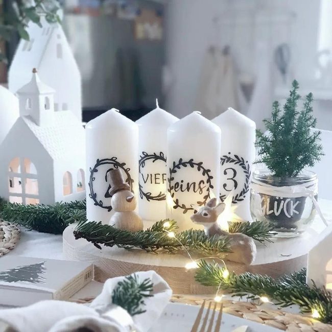 Candlelit Greenery Table Display