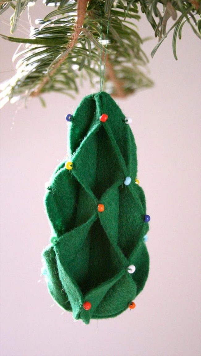 Green Felt Beaded Ornaments