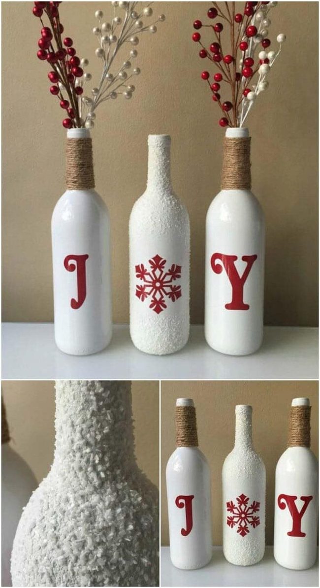 Painted Wine Bottles Red Berry