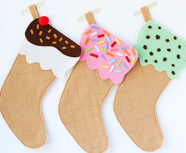 Felt Ice Cream Cone Stockings