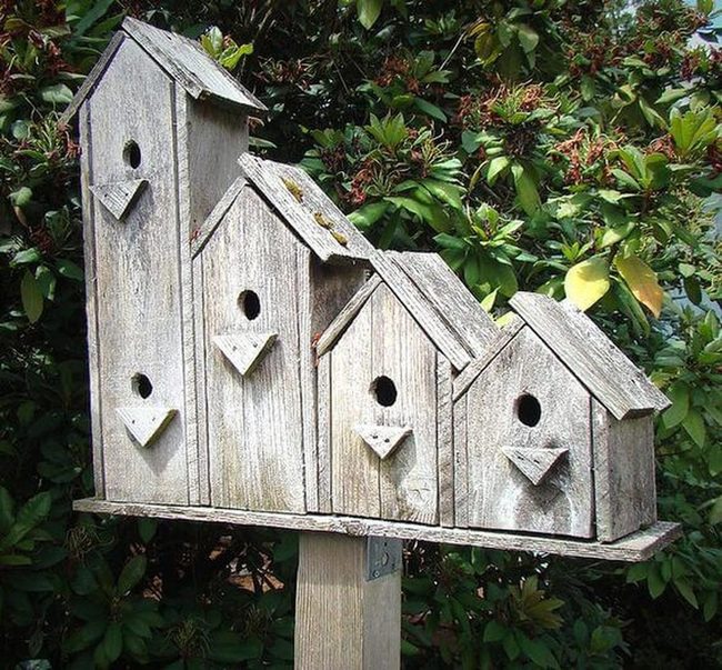 Weathered Wood Birdhouses Garden