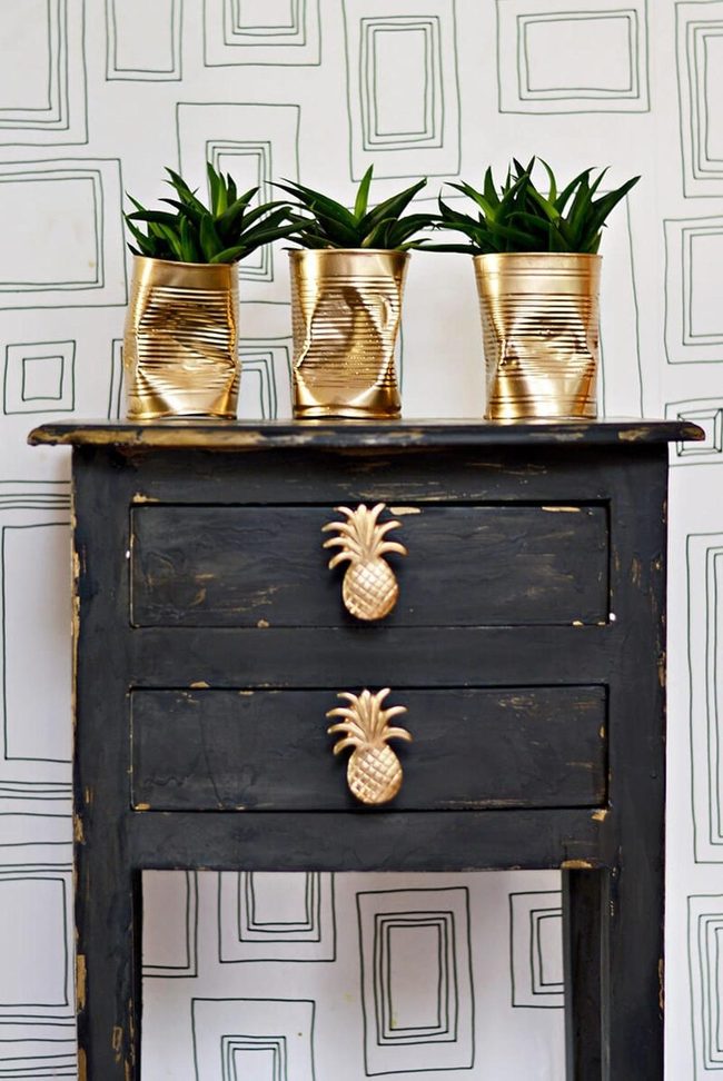 Gilded Crumpled Metal Vessels