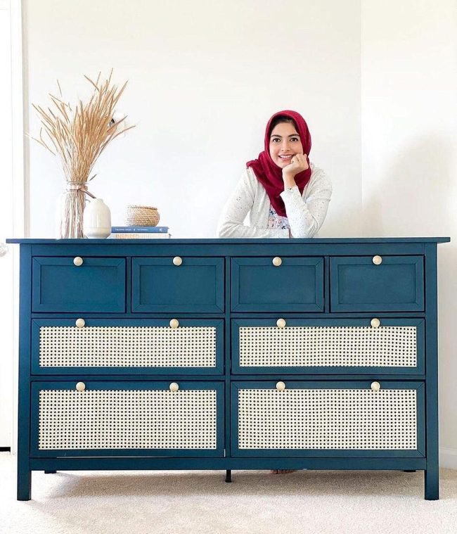 Cane Webbing Blue-Green Dresser