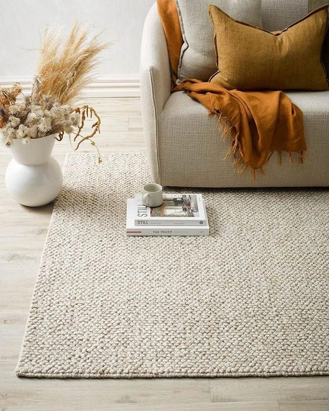 Beige Sofa, Rust Accents