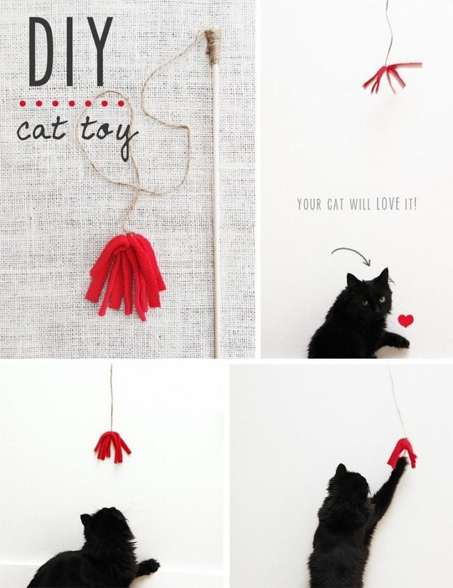 Red Fabric Strip Cat Toy