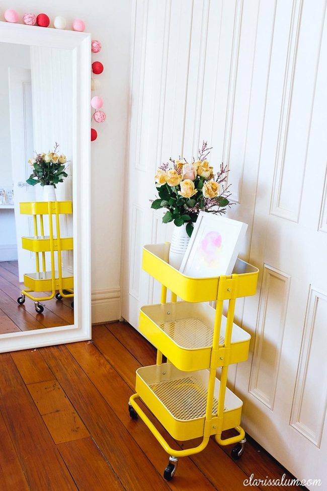 Sunny Yellow Cart With Fresh Roses