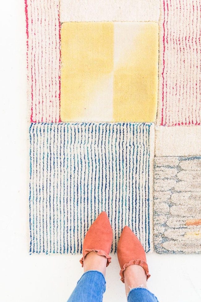 Yellow, Blue, Red Geometric Rug