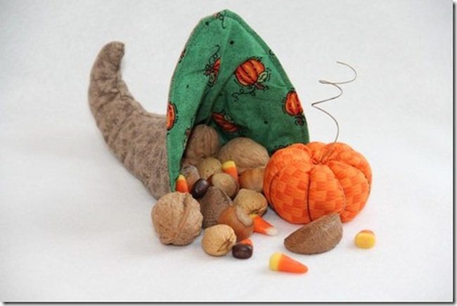 Woven Cornucopias With Pumpkin Spill