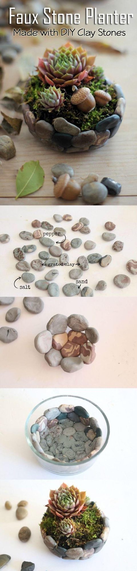Pebble-Covered Planter Statement