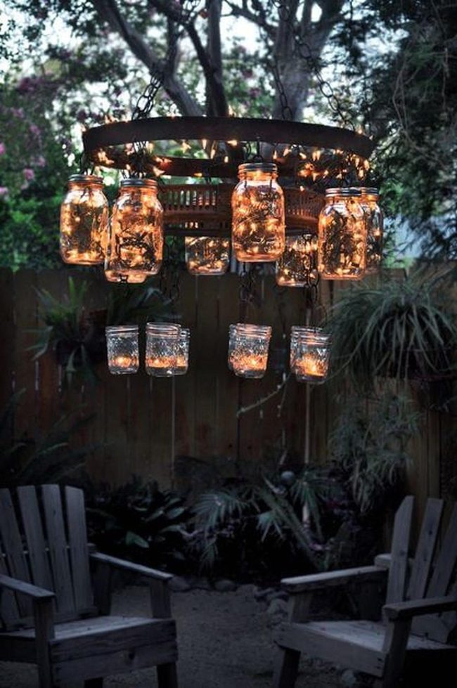 Glowing Mason Jar Lights Overhead