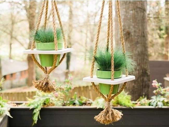 Wooden Rope Hanging Planters