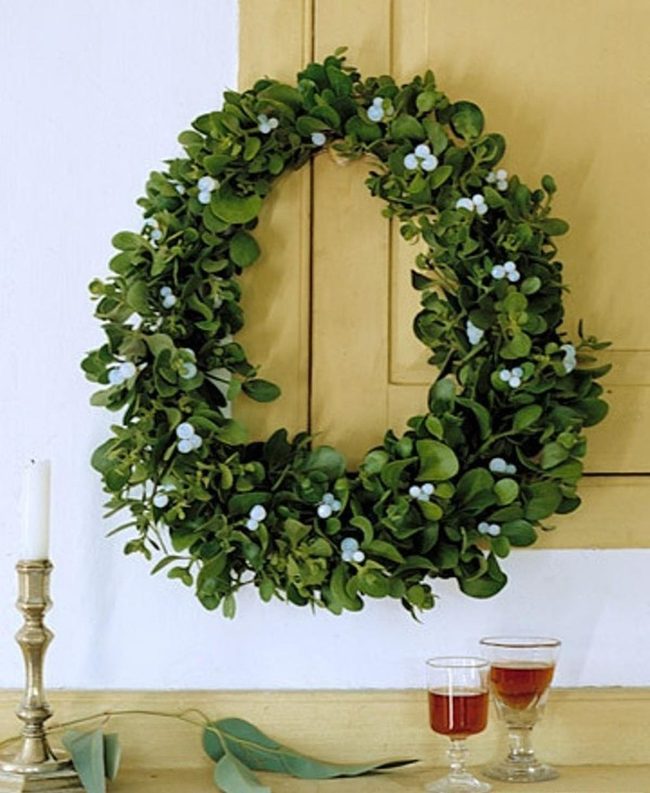 Green Wreath Yellow Door