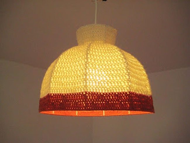 Woven Dome Pendant In Amber-Rust
