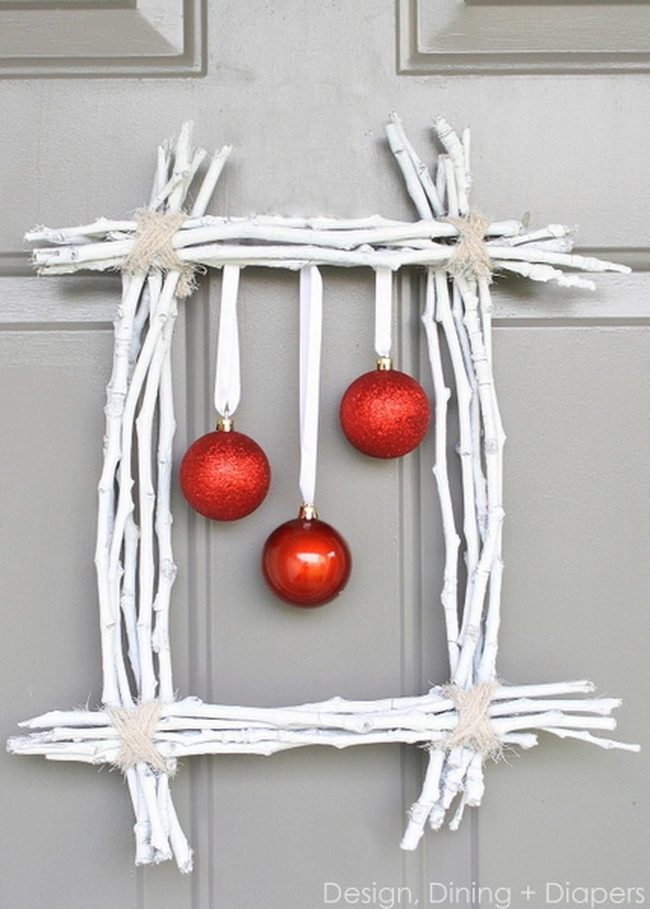 Red Baubles On White Twigs