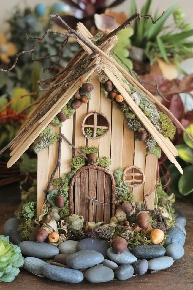 Popsicle Stick Woodland Cottage
