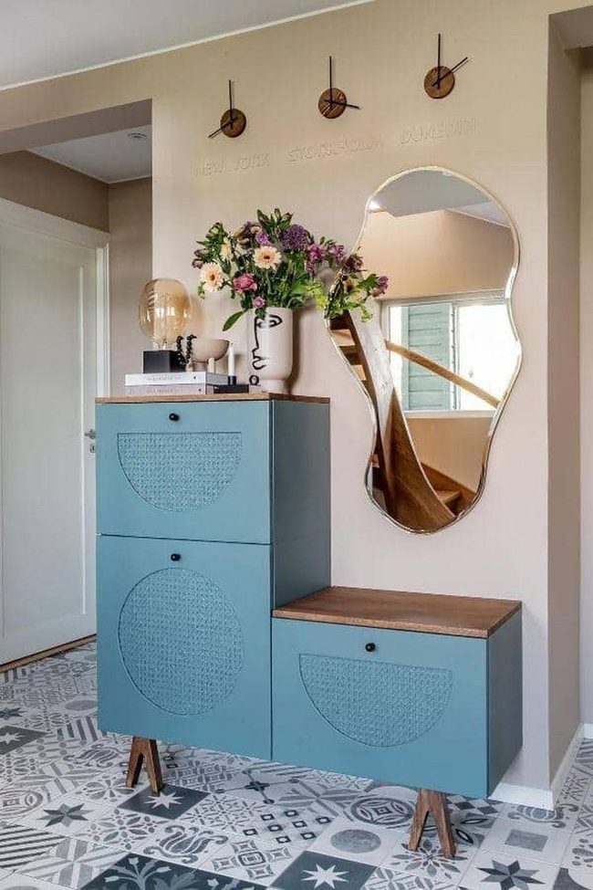 Dusty Blue Solutions With Angled Legs