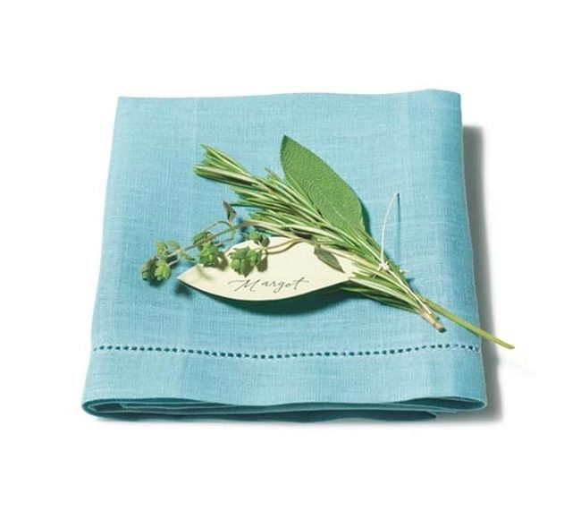 Blue Linens With Fresh Green Accents