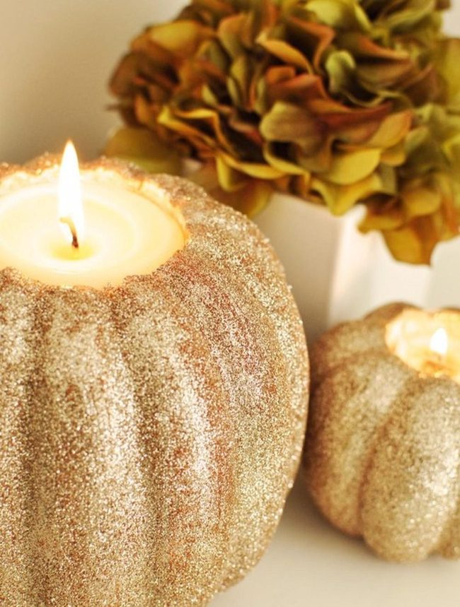 Sparkly Pumpkin Candles Autumn
