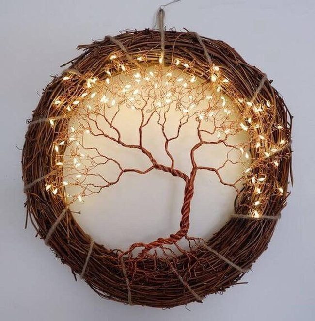 Vine Wreath With Fairy Lights