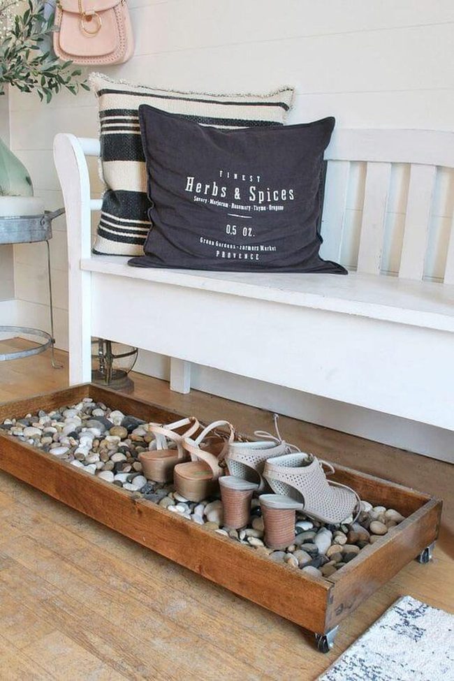 Wooden Bench With Stone Base