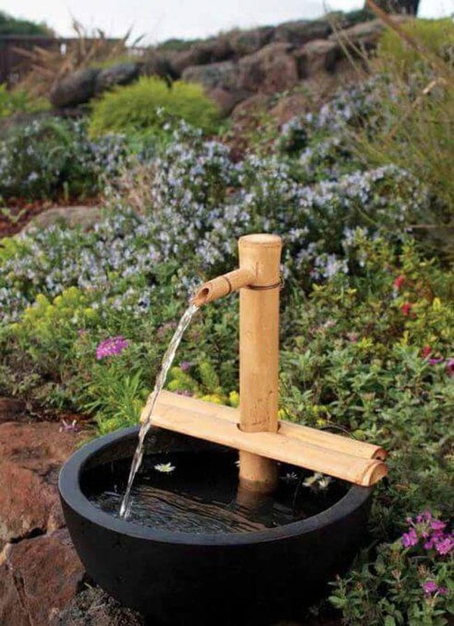 Bamboo Stream With Stone Basin