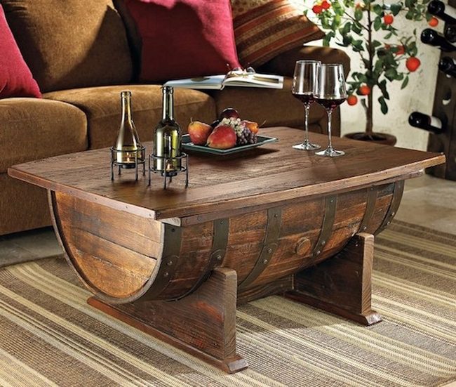 Wine Barrel Coffee Table Storage