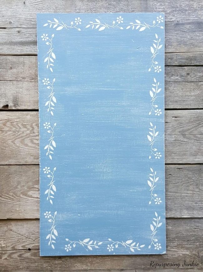 Distressed Blue Floral Frame