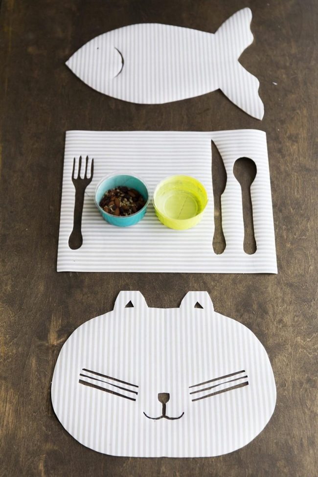 Cat And Fish Striped Placemats