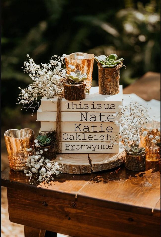 Personalized Book Stack Centerpieces