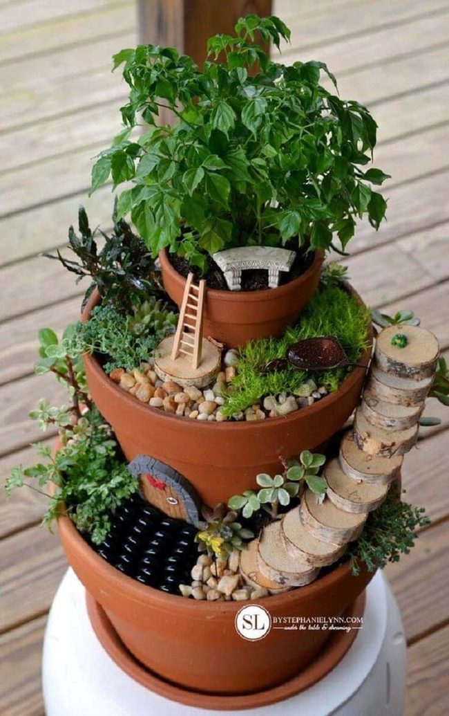 Stacked Clay Flower Tower