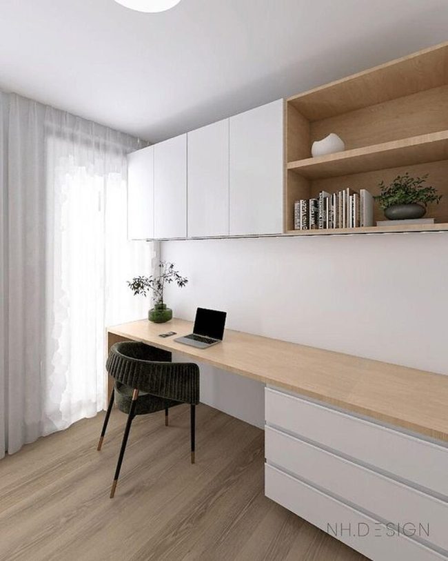 Sunlit Workspace With Green Accents