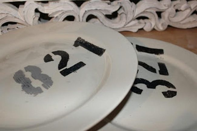 White Ceramic Plates With Black Numbers