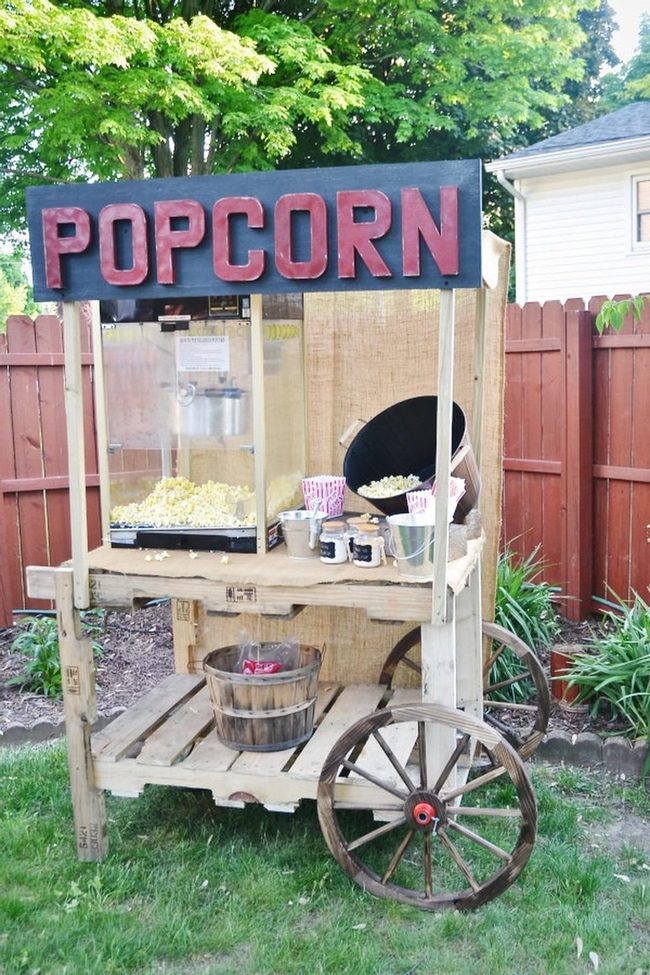 Red Wheeled Popcorn Cart