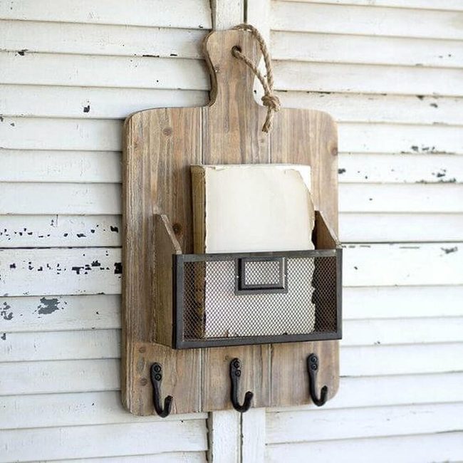 Wood And Metal Wall Organizer