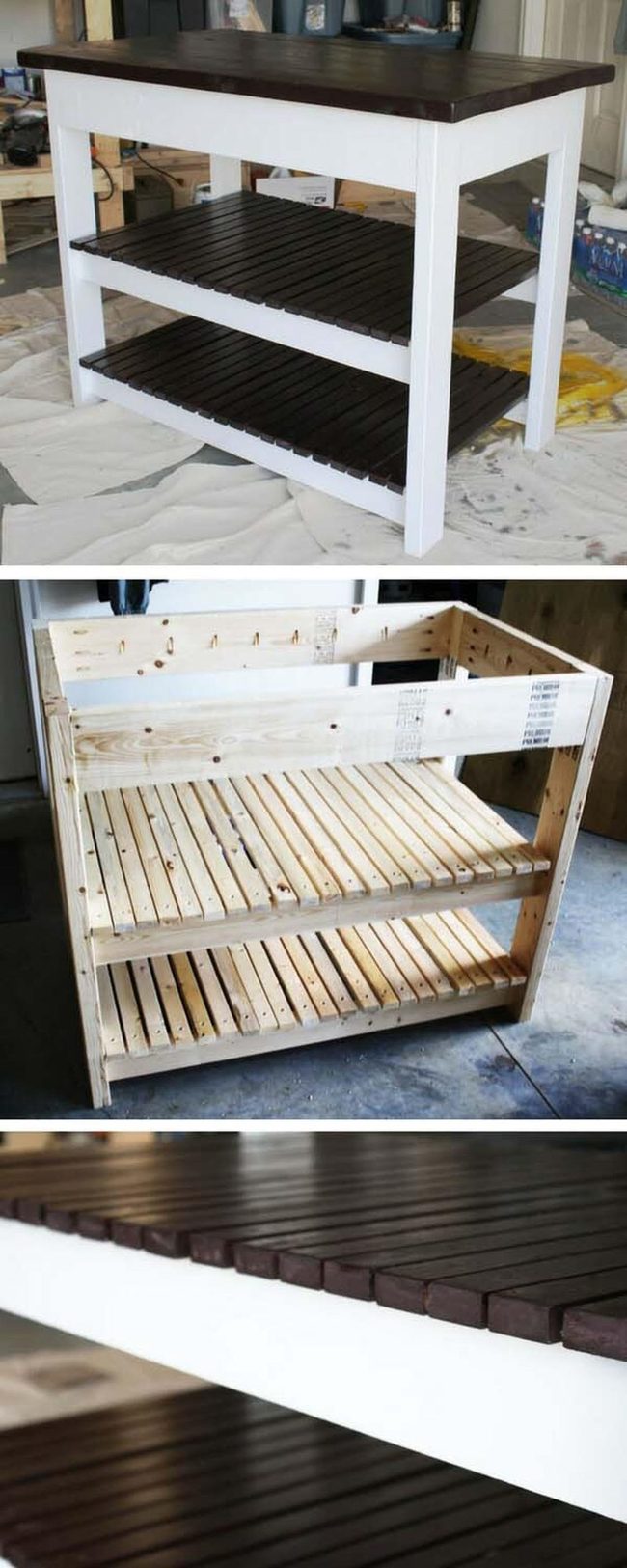 Compact Kitchen Island With Open Shelving